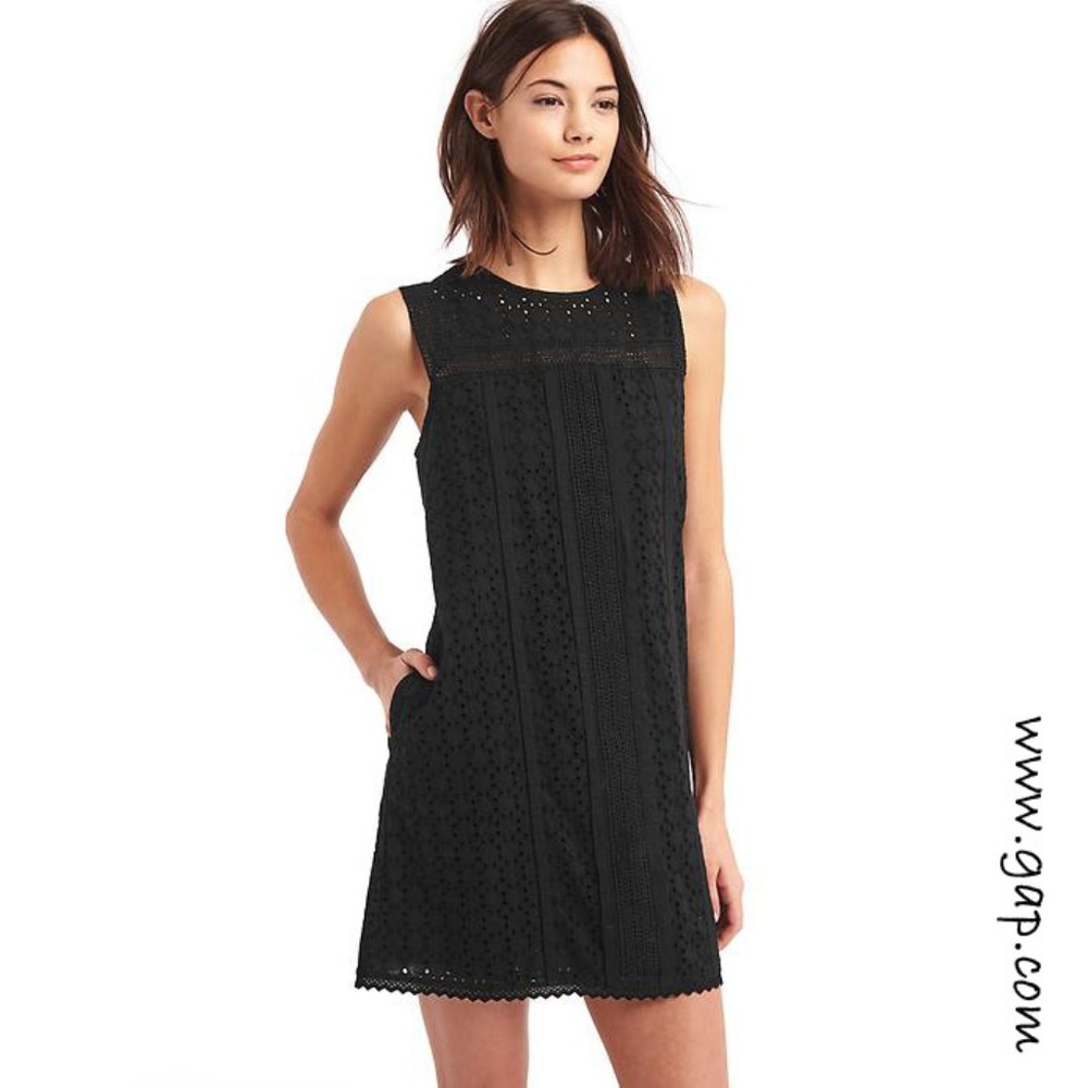 Gap Sleeveless Lace Shift Dress True Black Size XL